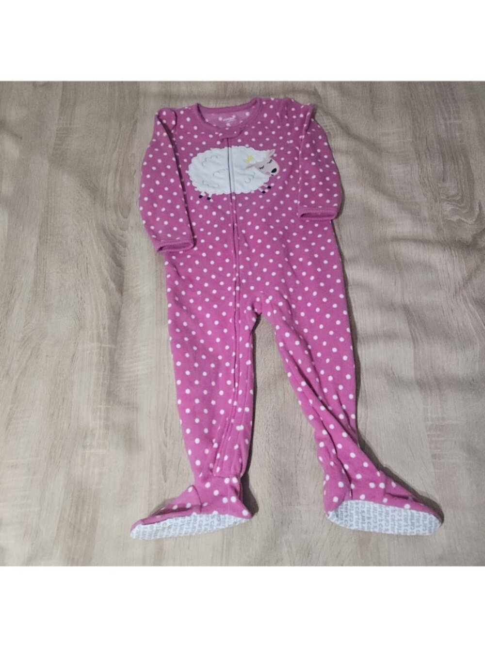 Lot Of 3 Fleece Footed Pajamas Pjs Girls Sizes 3t & 4t Carters Cozy Colorful - Picture 2 of 4